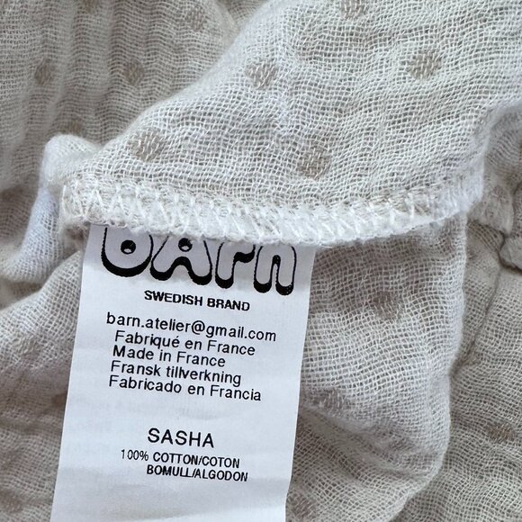 ATELIER BARN - POLKA DOTS SASHA APRON DRESS - 100% COTTON - CREME/TAN - Picture 4 of 4